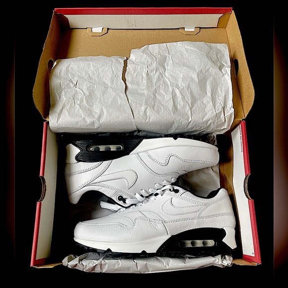 NIKE AIR MAX 90/1 AJ7695 106 Premium White Black Men's Running Shoes Size 9 - Picture 5 of 6
